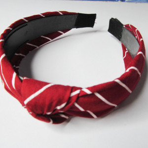 Maroon color Hair Accessories Korean Style Solid Fabric Knot with Tape Plastic Hairband Headband for Girls