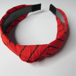Red color Hair Accessories Korean Style Solid Fabric Knot with Tape Plastic Hairband Headband for Girls