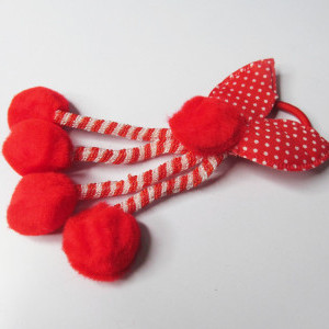 Red color Accessories - Girl's Rabbit Ear Hair Tie Rubber Bands Style Ponytail Holder