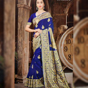 Navy Blue color New Pallu Pattern Latest Design Silk Saree