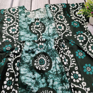 Bottle Green color New Batik Print Cotton Nighty for Ladies