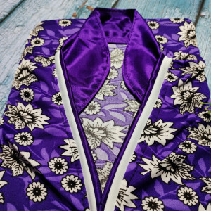 Purple color Stylish Neck designs flower Print Nighty