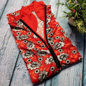Red color Nightwear - Stylish Neck designs flower Print Nighty