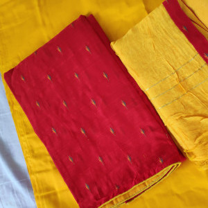 Red color Chanderi Handwork Party Wear Suit Material