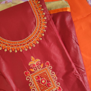Maroon color Casual Wear Suit Embroidered Suit With Two Tone Dupatta