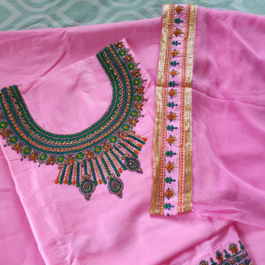 Pink color Unstitched Suits - Embroidered Party Wear Suit