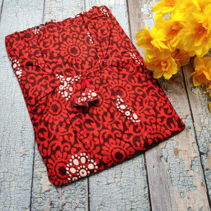 Red color Batik Print Cotton Nighties for Women