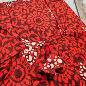 Red color Batik Print Cotton Nighties for Women