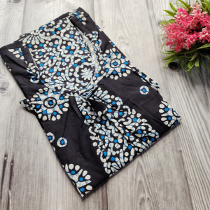 Navy Blue color Nightwear - Batik Print Cotton Nighty for Ladies 