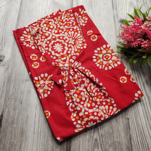 Red color Batik Print Cotton Nighty for Ladies 