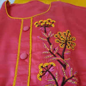 Pink color Beautiful Embroidered Party Wear Suit With Chanderi Dupatta