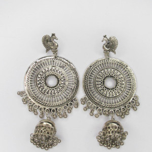 Silver color Women's Long Silver Oxidized earring