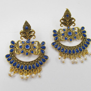 Blue color Women's Party wear Golden Earring