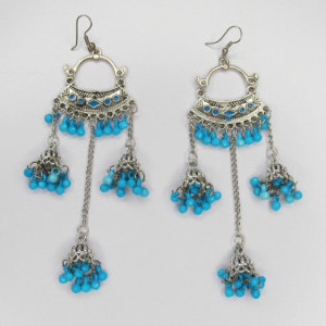 Blue color Fashion Jewellery - Women's Silver Oxidised Earring