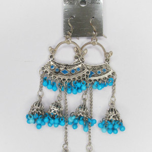 Blue color Women's Silver Oxidised Earring