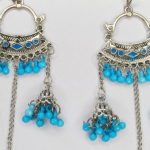 Blue color Women's Silver Oxidised Earring