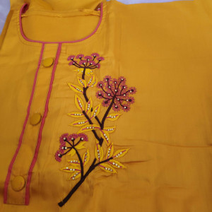 Yellow color Beautiful Embroidered Party Wear Suit With Chanderi Dupatta