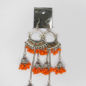 Orange color Women's Silver Oxidised Earring