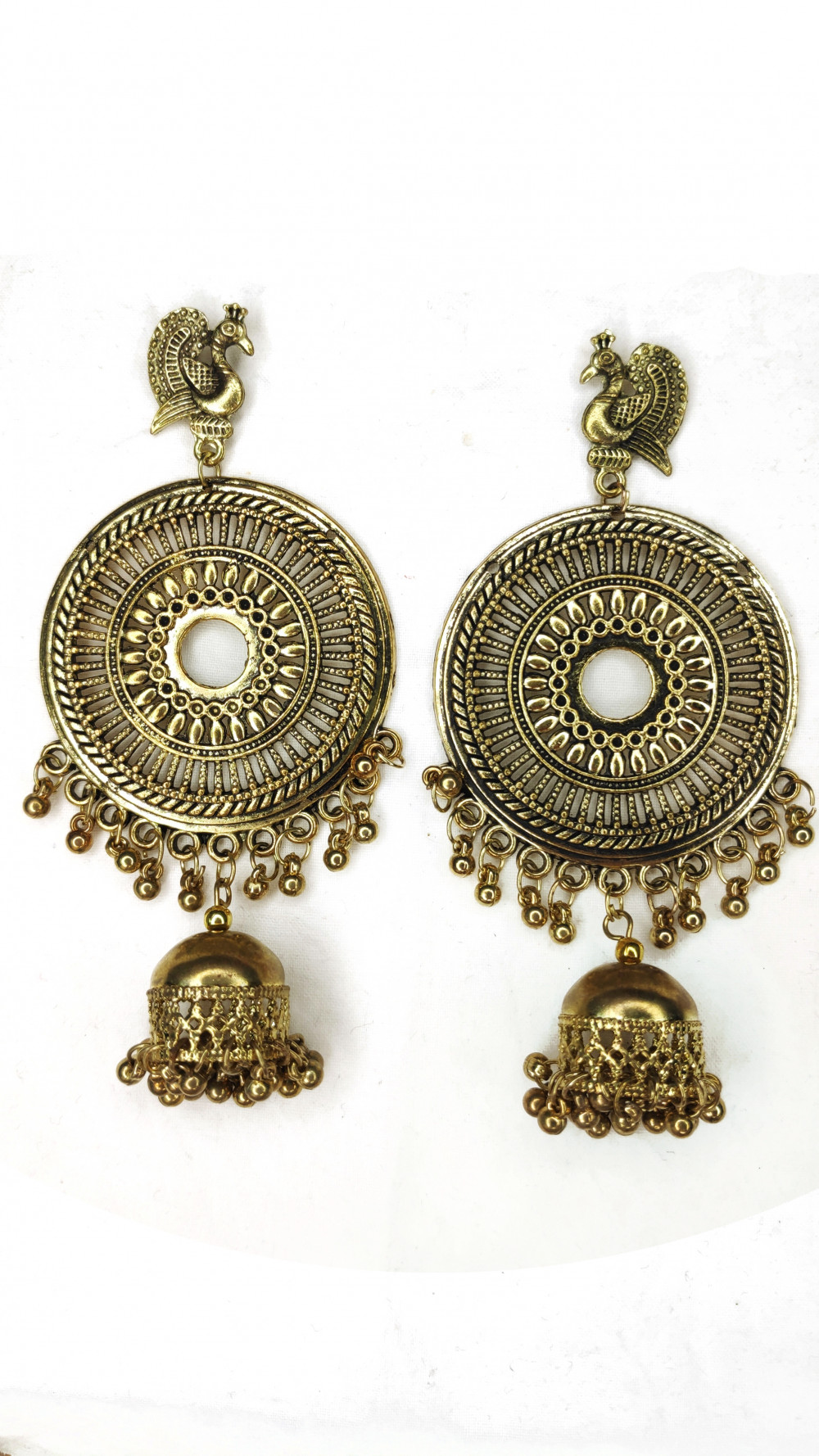 Enamel Work Earring with Gold Plated Oxidized Floral Design Alloy Stud   Digital Dress Room