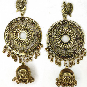 Golden color Fashion Jewellery - Women's Long Golden Oxidized Earring