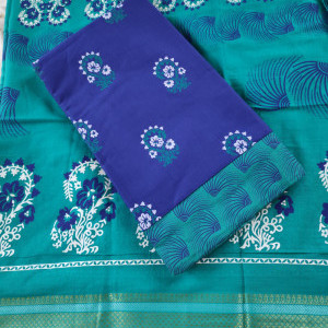 Blue color Unstitched Suits - Casual wear Printed/Daily wear Cotton Dress Materials
