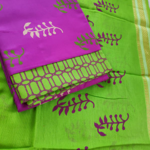 Purple color Unstitched Suits - Casual wear Printed/Daily wear Cotton Dress Materials