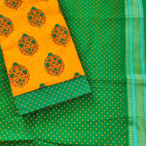 Yellow color Unstitched Suits - Casual wear Printed/Daily wear Cotton Dress Materials