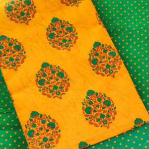 Yellow color Casual wear Printed/Daily wear Cotton Dress Materials