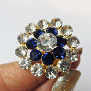 Royal Blue color Women's Gold Plated Diamond Cocktail Ring