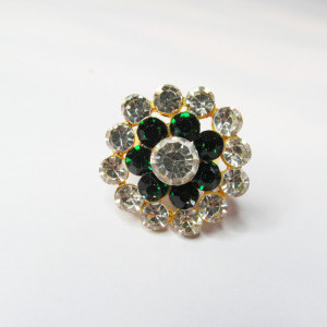 Dark Green color Women's Gold Plated Diamond Cocktail Ring