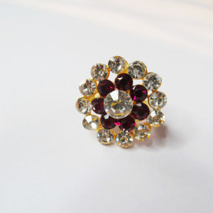 Maroon color Women's Gold Plated Diamond Cocktail Ring