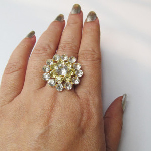 Light Yellow color Women's Gold Plated Diamond Cocktail Ring