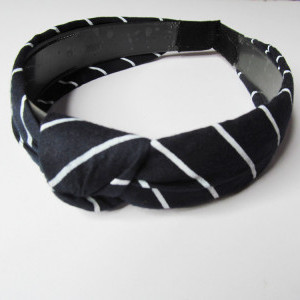 Black color Hair Accessories Korean Style Solid Fabric Knot with Tape Plastic Hairband Headband for Girls