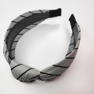 Grey color Hair Accessories Korean Style Solid Fabric Knot with Tape Plastic Hairband Headband for Girls