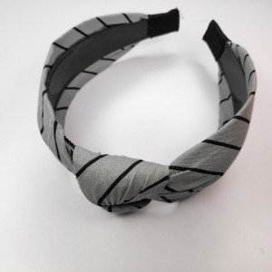Grey color Hair Accessories Korean Style Solid Fabric Knot with Tape Plastic Hairband Headband for Girls