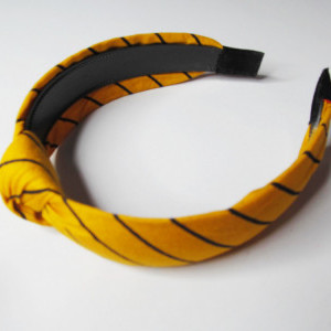 Mustard color Hair Accessories Korean Style Solid Fabric Knot with Tape Plastic Hairband Headband for Girls