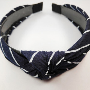 Navy Blue color Hair Accessories Korean Style Solid Fabric Knot with Tape Plastic Hairband Headband for Girls