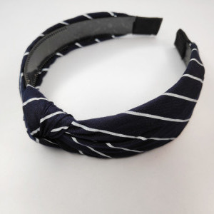 Navy Blue color Hair Accessories Korean Style Solid Fabric Knot with Tape Plastic Hairband Headband for Girls