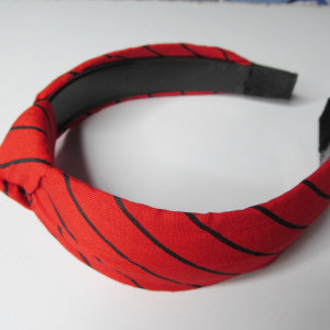 Red color Hair Accessories Korean Style Solid Fabric Knot with Tape Plastic Hairband Headband for Girls