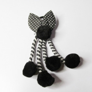 Black color Girl's Rabbit Ear Hair Tie Rubber Bands Style Ponytail Holder