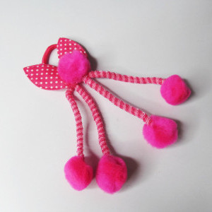 Fuchsia Pink color Girl's Rabbit Ear Hair Tie Rubber Bands Style Ponytail Holder