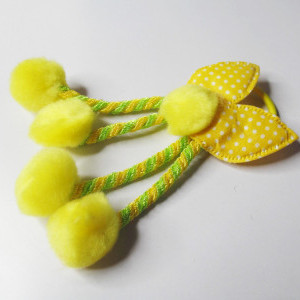 Lemon color Accessories - Girl's Rabbit Ear Hair Tie Rubber Bands Style Ponytail Holder