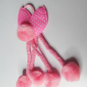 Pink color Girl's Rabbit Ear Hair Tie Rubber Bands Style Ponytail Holder