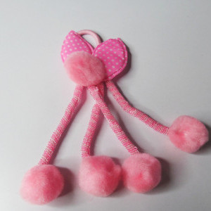 Pink color Girl's Rabbit Ear Hair Tie Rubber Bands Style Ponytail Holder
