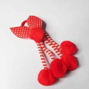 Red color Girl's Rabbit Ear Hair Tie Rubber Bands Style Ponytail Holder