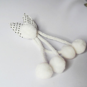 White color Accessories - Girl's Rabbit Ear Hair Tie Rubber Bands Style Ponytail Holder
