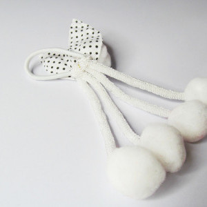 White color Girl's Rabbit Ear Hair Tie Rubber Bands Style Ponytail Holder