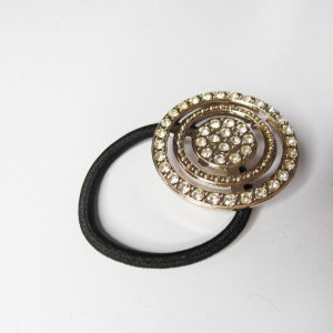 Golden color Silver Zircons Stud Stylish Elastic Hair Ponytail Band, Hair Tie for Girls & Women
