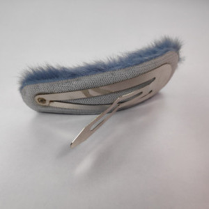 Greyish Blue color Fancy Furry Tic Tac Clip for Girls
