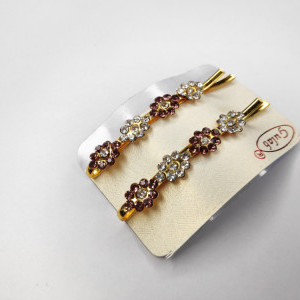 Mauve color Accessories - Party wear hair Clips Diamond Bobby Pins